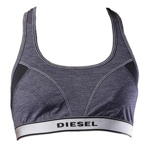 Diesel Underwear Motion Division Racerback Sports Bra Grey‎ Heather Logo Large
